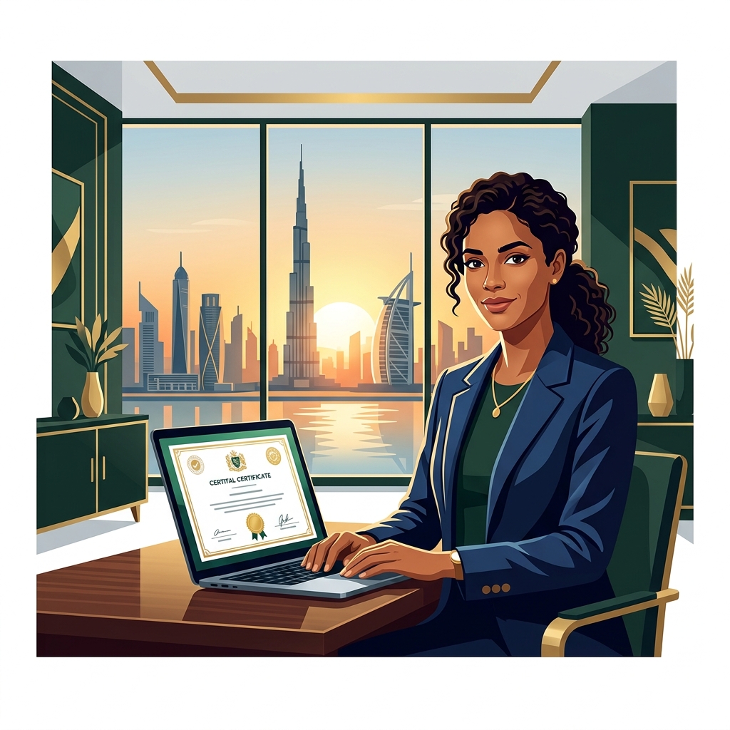 Business professional using Virtual Ejari services in Dubai